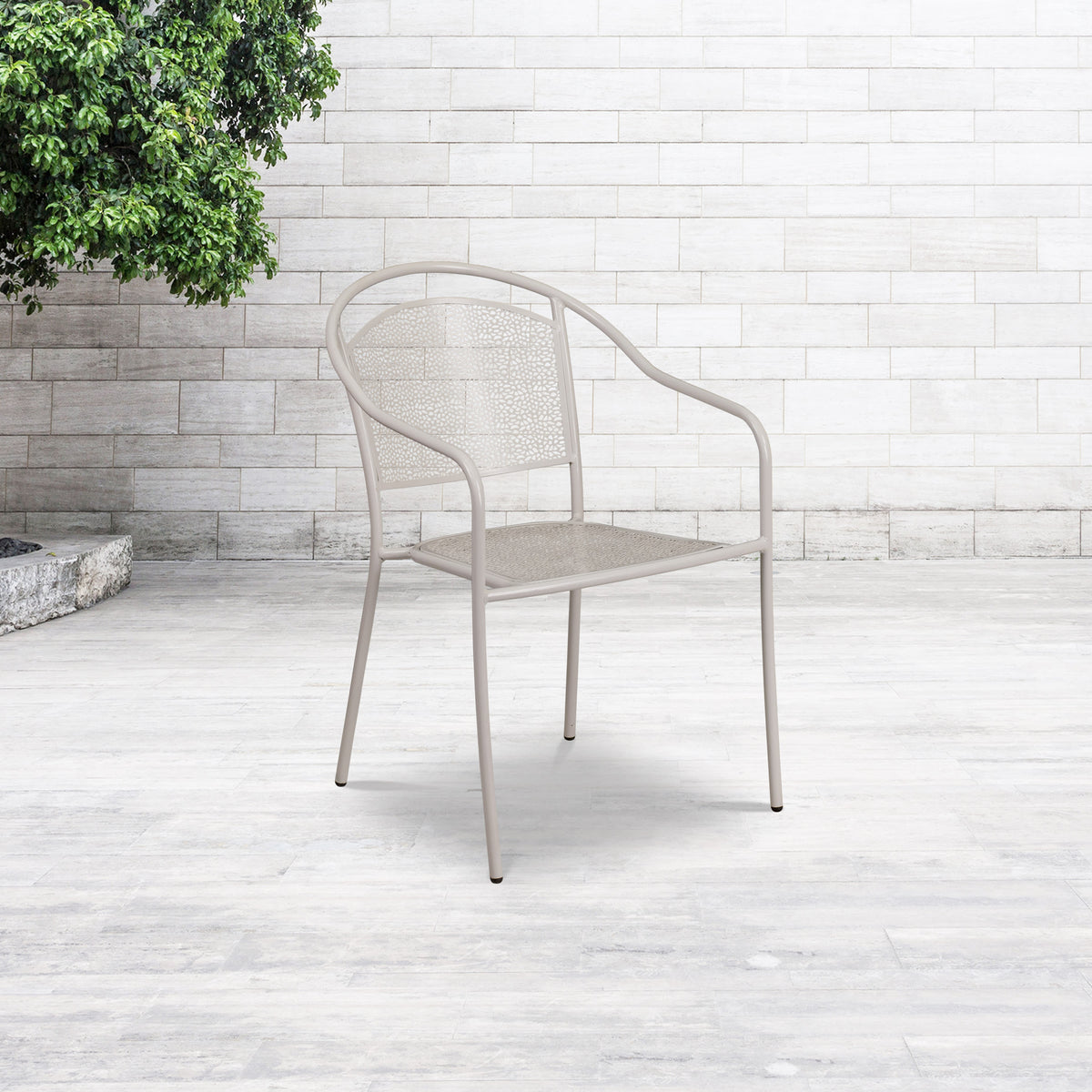 Indoor-Outdoor Steel Patio Arm Chair with Round Back - Image 2