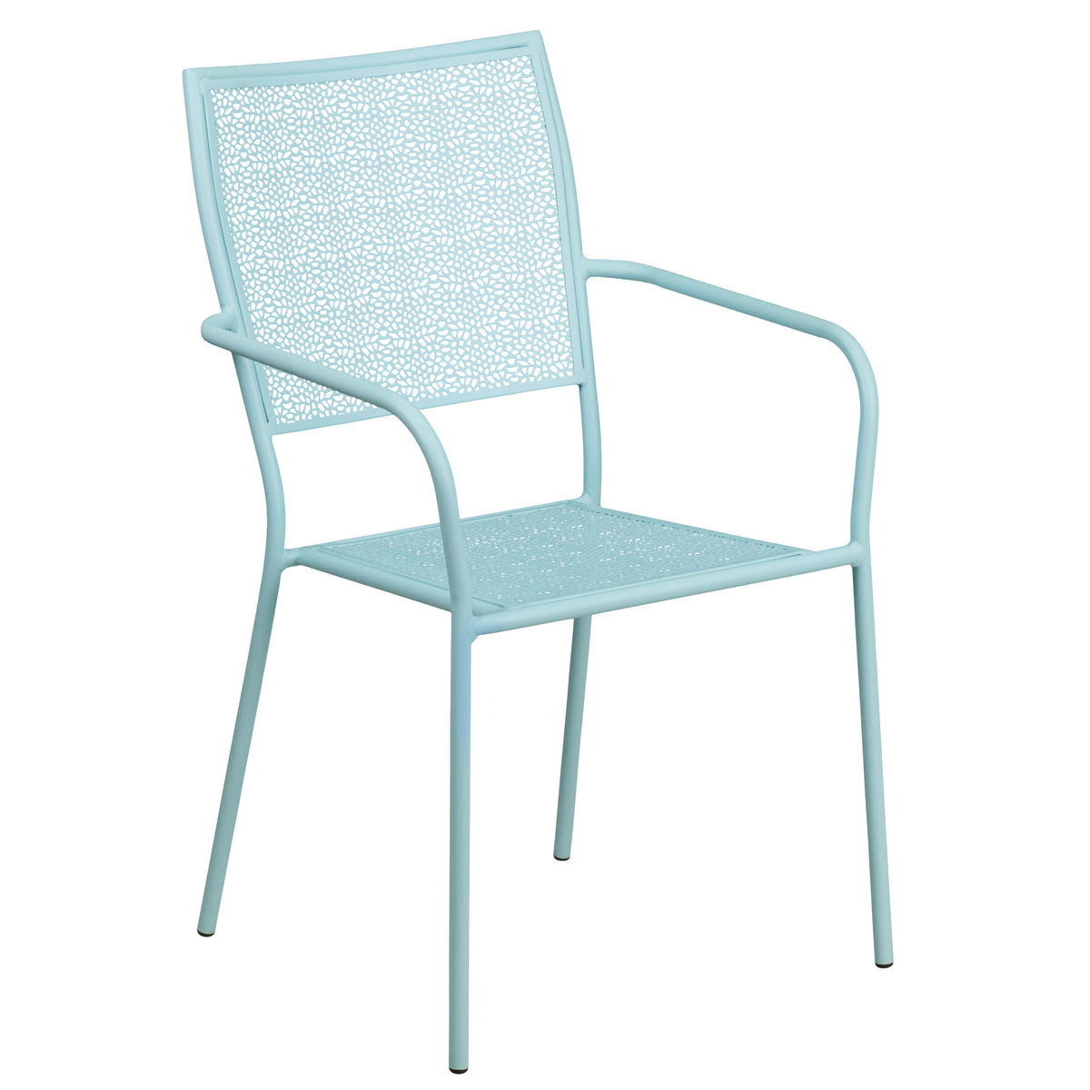 Indoor-Outdoor Steel Patio Arm Chair with Square Back