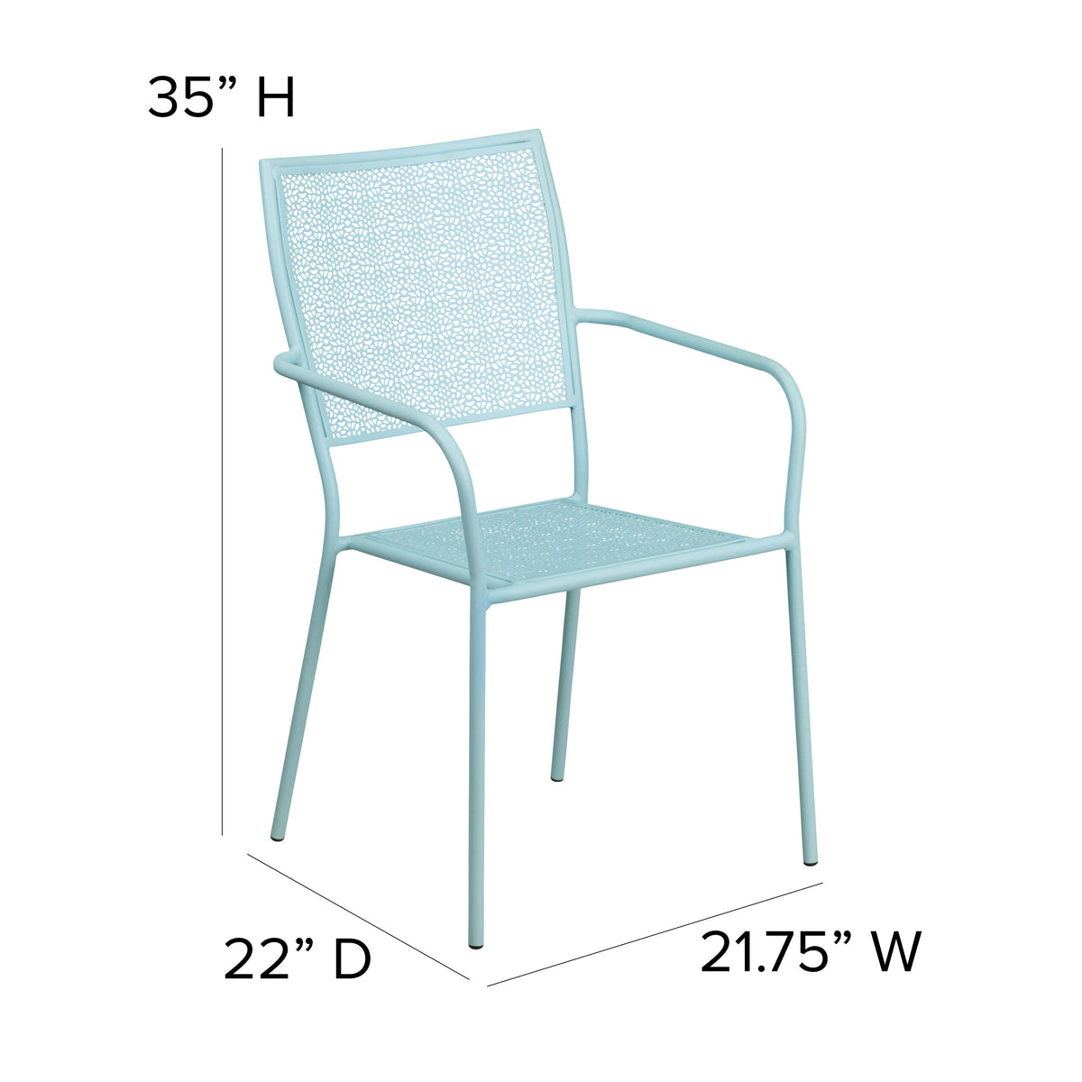 Indoor-Outdoor Steel Patio Arm Chair with Square Back - Image 4