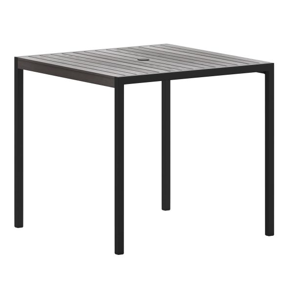 Square All-Weather Faux Teak Patio Dining Table with Steel Frame - Seats 4