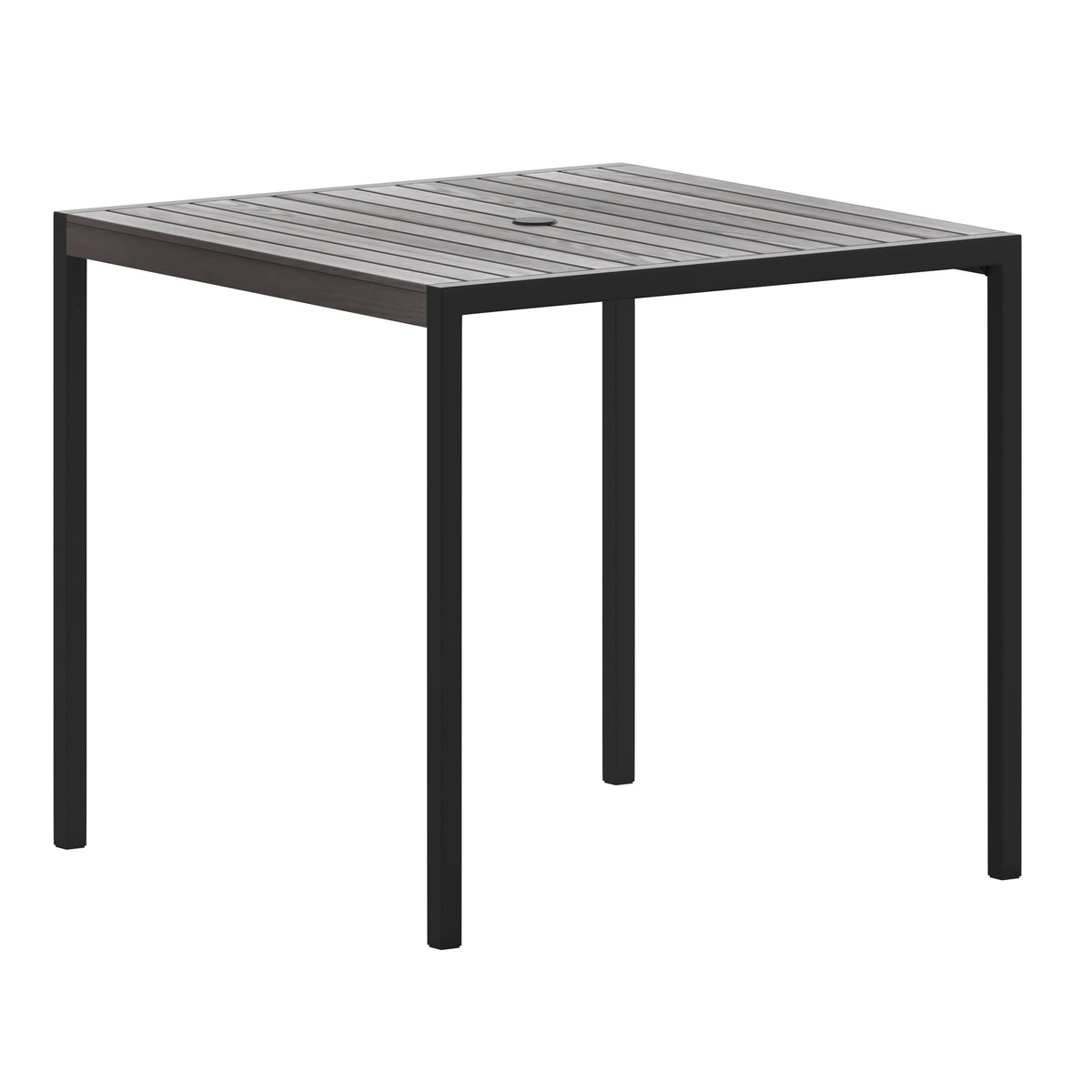 Square All-Weather Faux Teak Patio Dining Table with Steel Frame - Seats 4