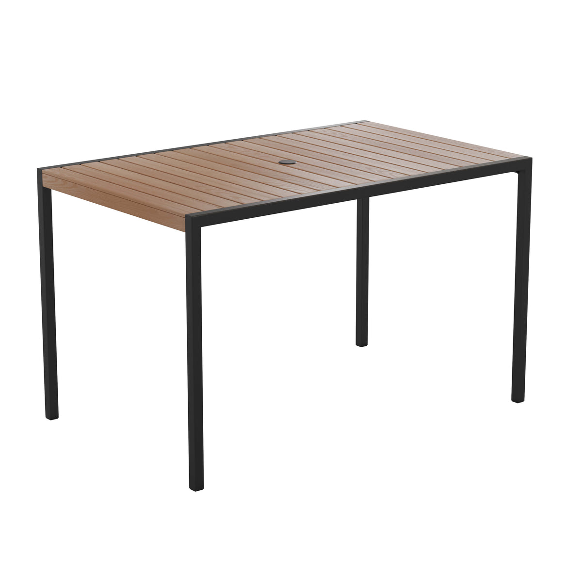 All-Weather Faux Teak Patio Dining Table with Steel Frame - Seats 4