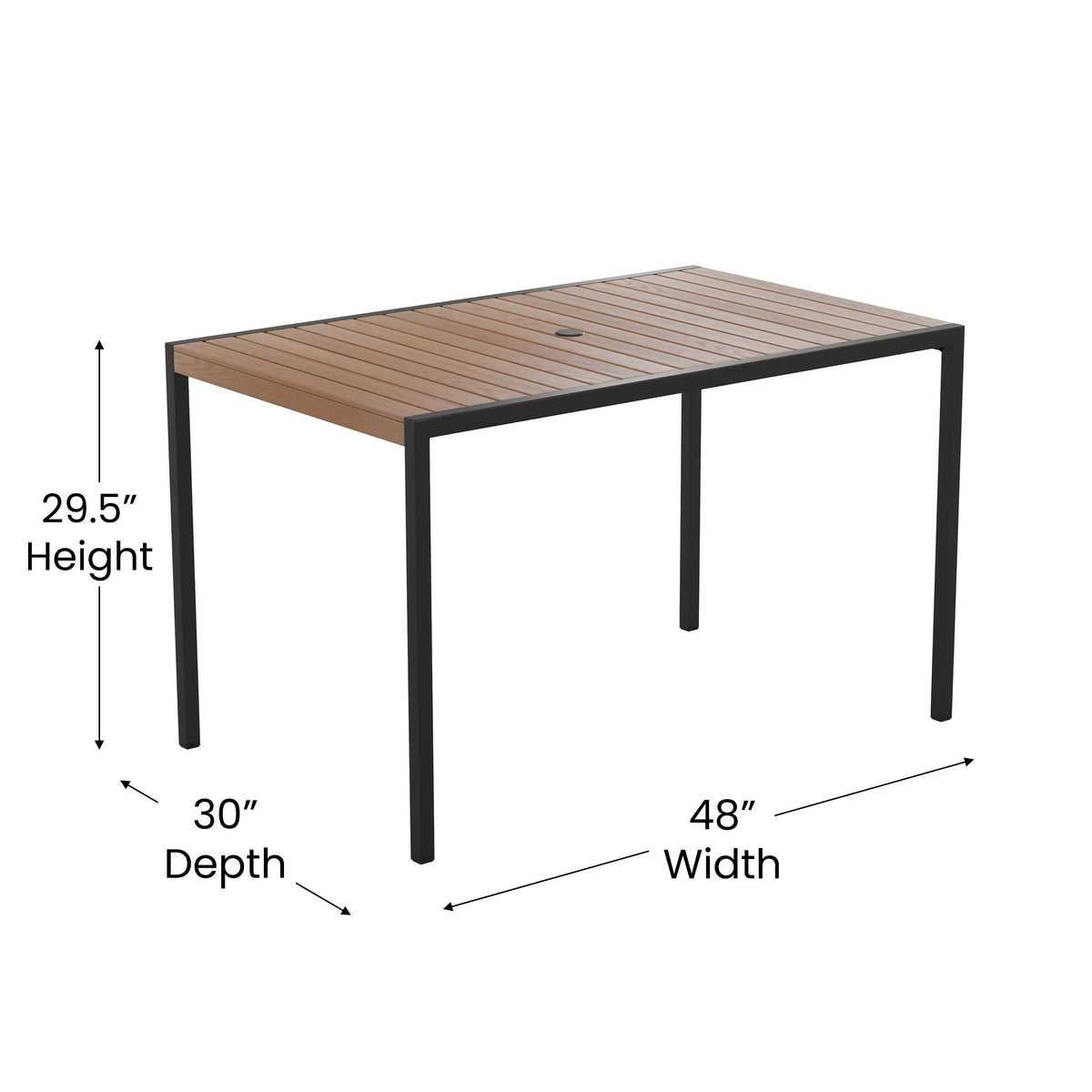 All-Weather Faux Teak Patio Dining Table with Steel Frame - Seats 4 - Image 4