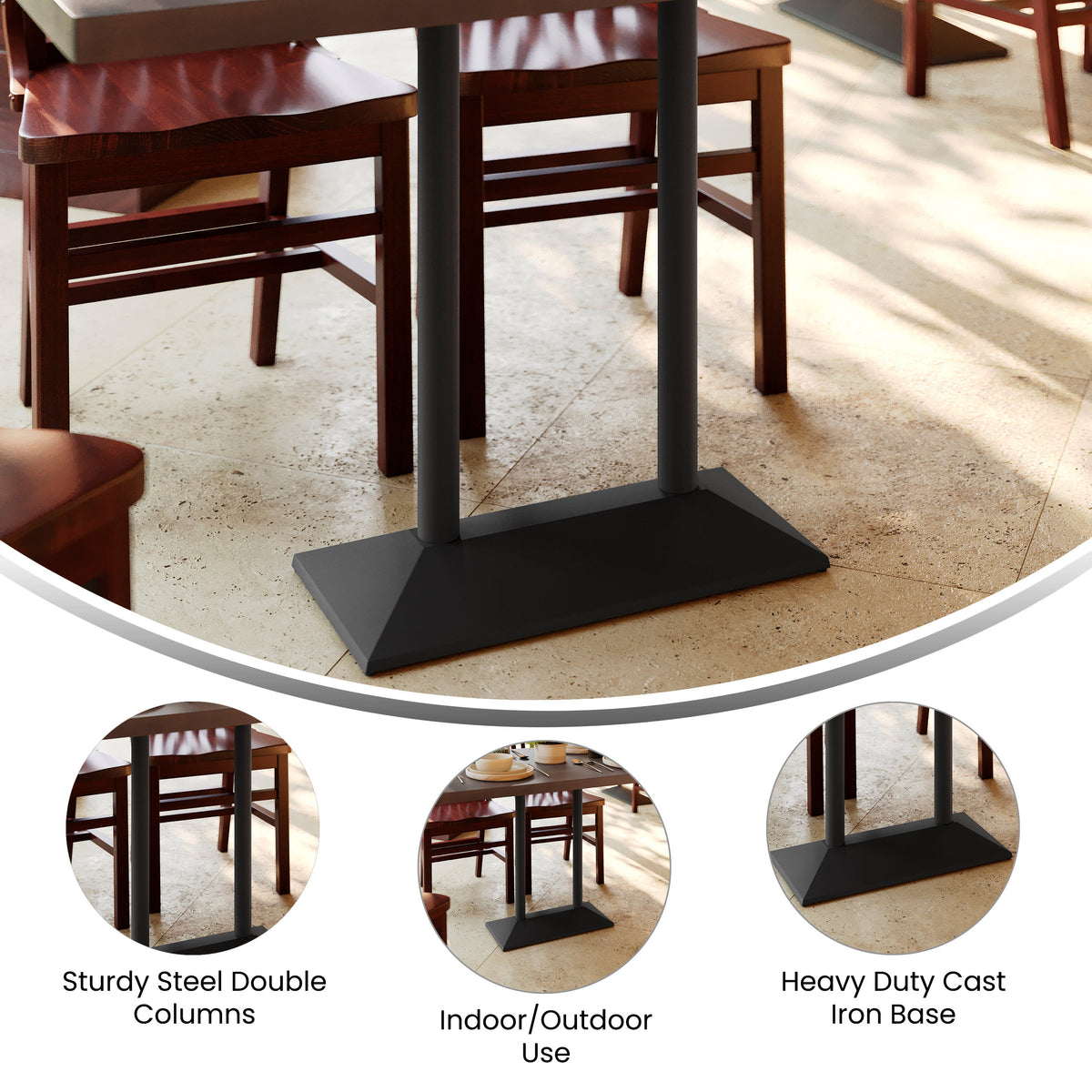 Commercial All Weather Double Table Base for up to 30" x 48" Tabletops - Image 3