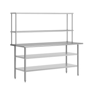Commercial Stainless Steel Work Table with 2 Overshelves and Undershelves-24x48