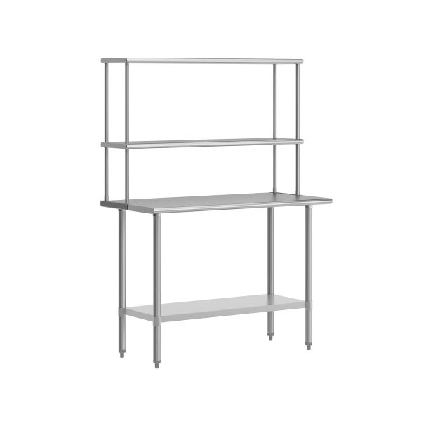 Commercial Stainless Steel Work Table with 2 Overshelves and 1 Undershef-24x48