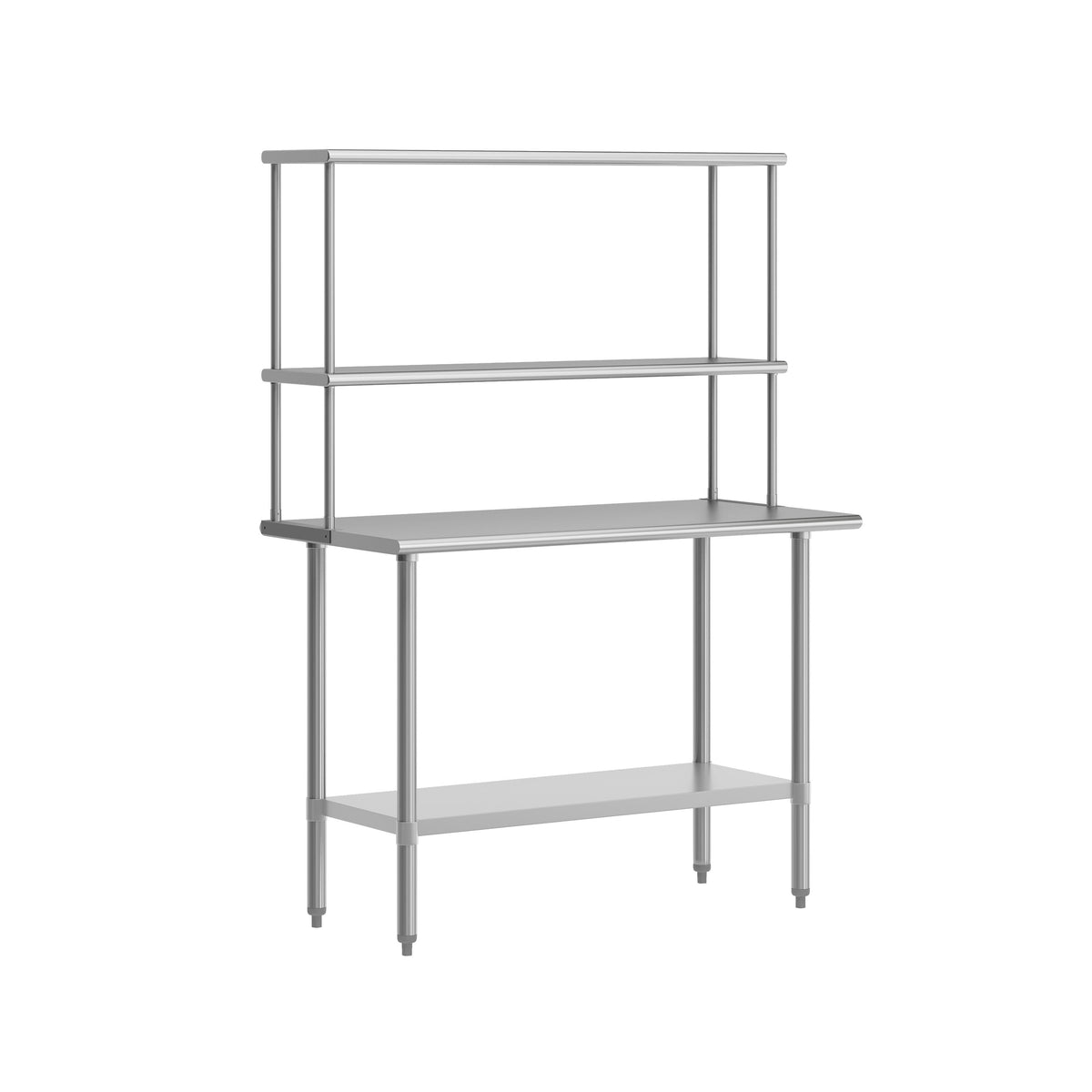 Commercial Stainless Steel Work Table with 2 Overshelves and 1 Undershef-24x48