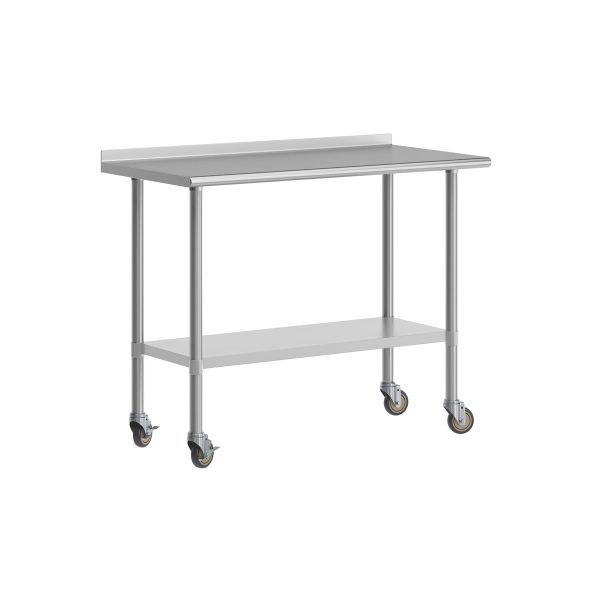 Commercial Stainless Steel Work Table with 1.5" Backsplash and Undershelf -24x48