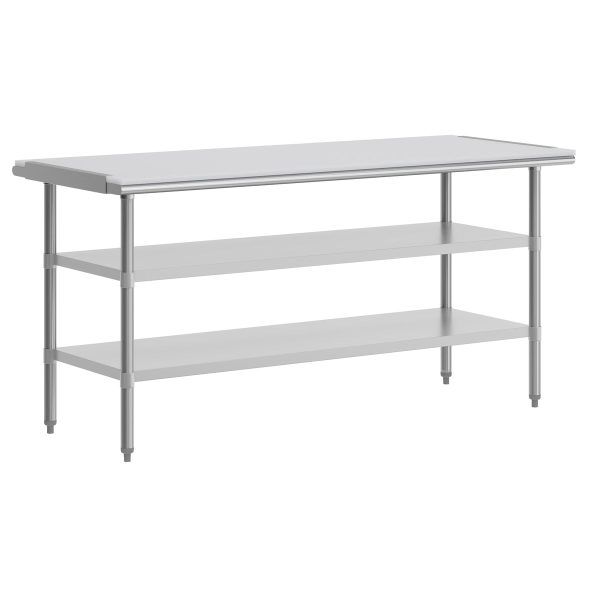 Commercial Stainless Steel Work Table with Poly Cutting Board-Undershelves-30x72