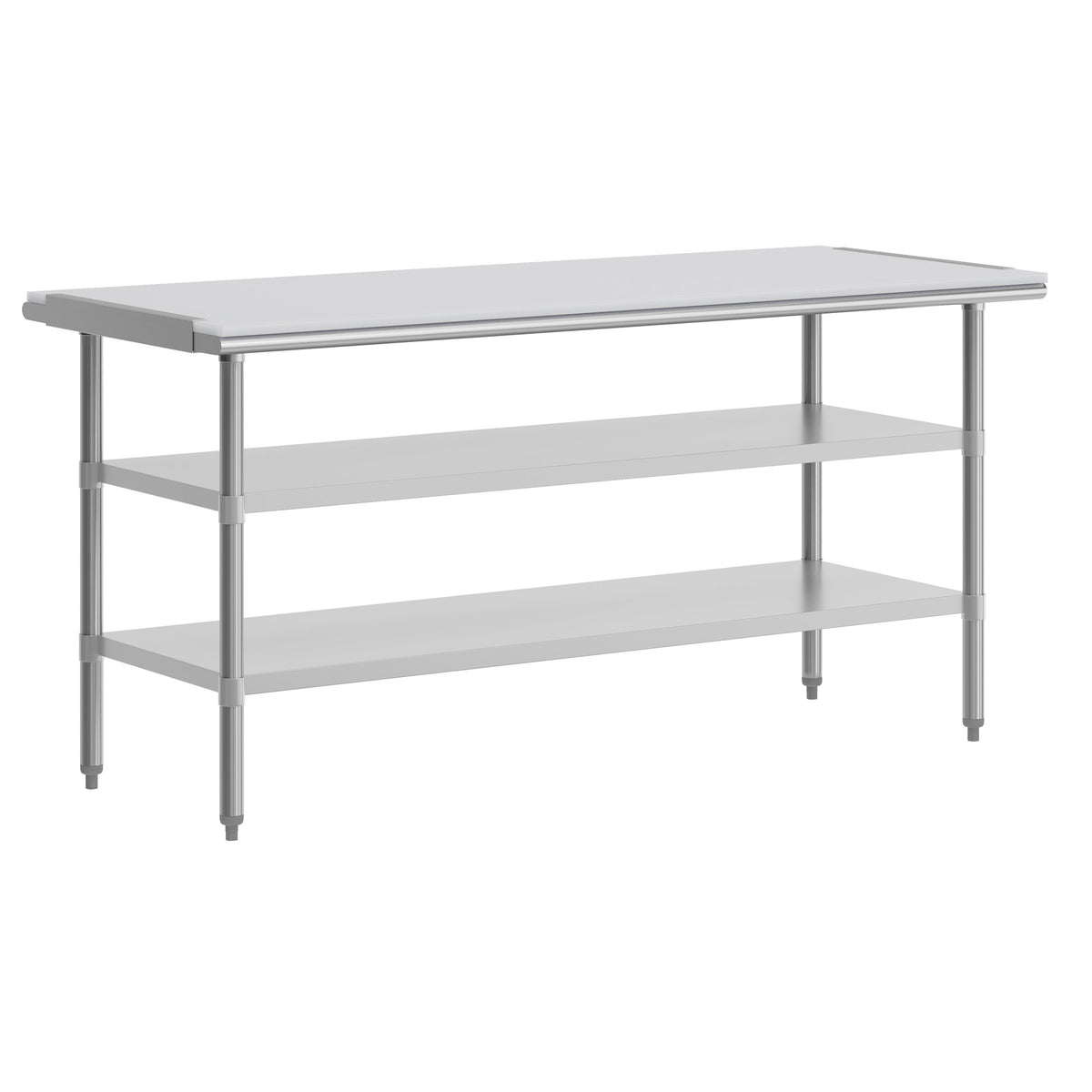 Commercial Stainless Steel Work Table with Poly Cutting Board-Undershelves-30x72