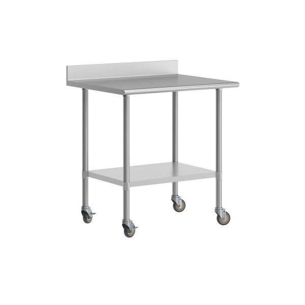 Commercial Stainless Steel Work Table with 4" Backsplash- Adj. Undershelf-30x36