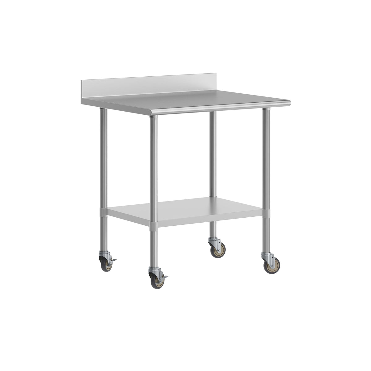 Commercial Stainless Steel Work Table with 4" Backsplash- Adj. Undershelf-30x36