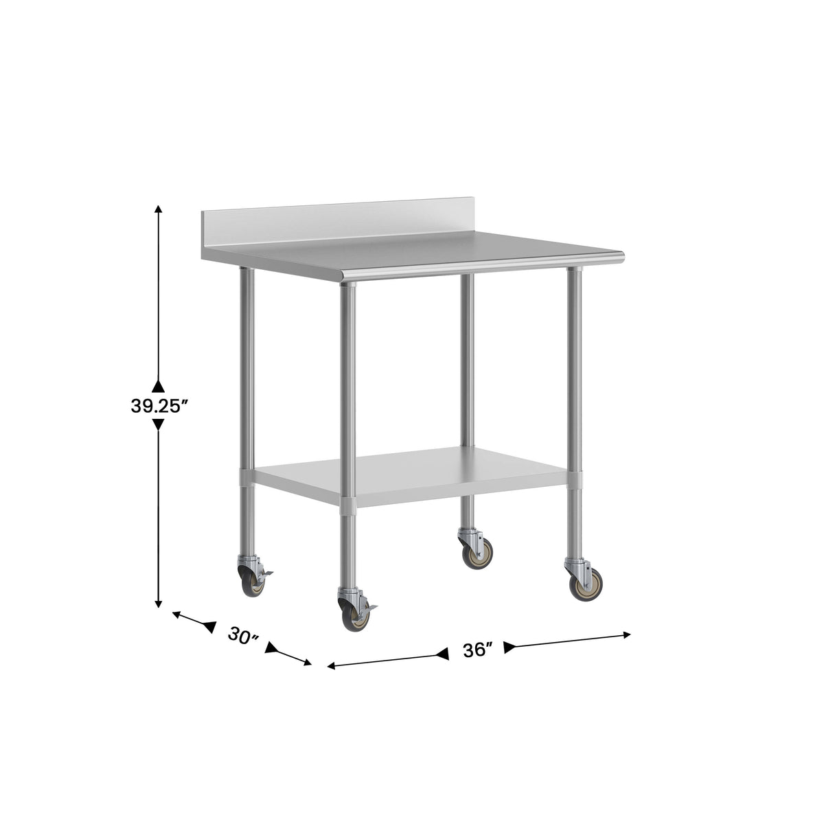 Commercial Stainless Steel Work Table with 4" Backsplash- Adj. Undershelf-30x36 - Image 4