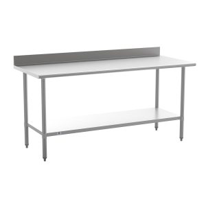 Commercial Stainless Steel Kitchen Prep and Work Table with Shelf and Backsplash