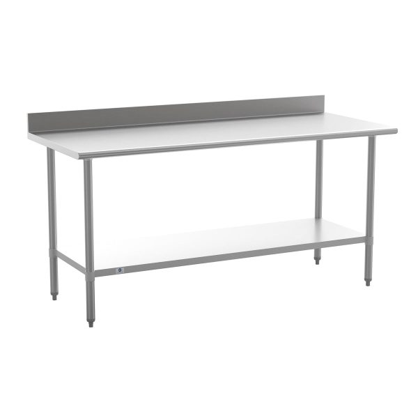 Commercial Stainless Steel Kitchen Prep and Work Table with Shelf and Backsplash