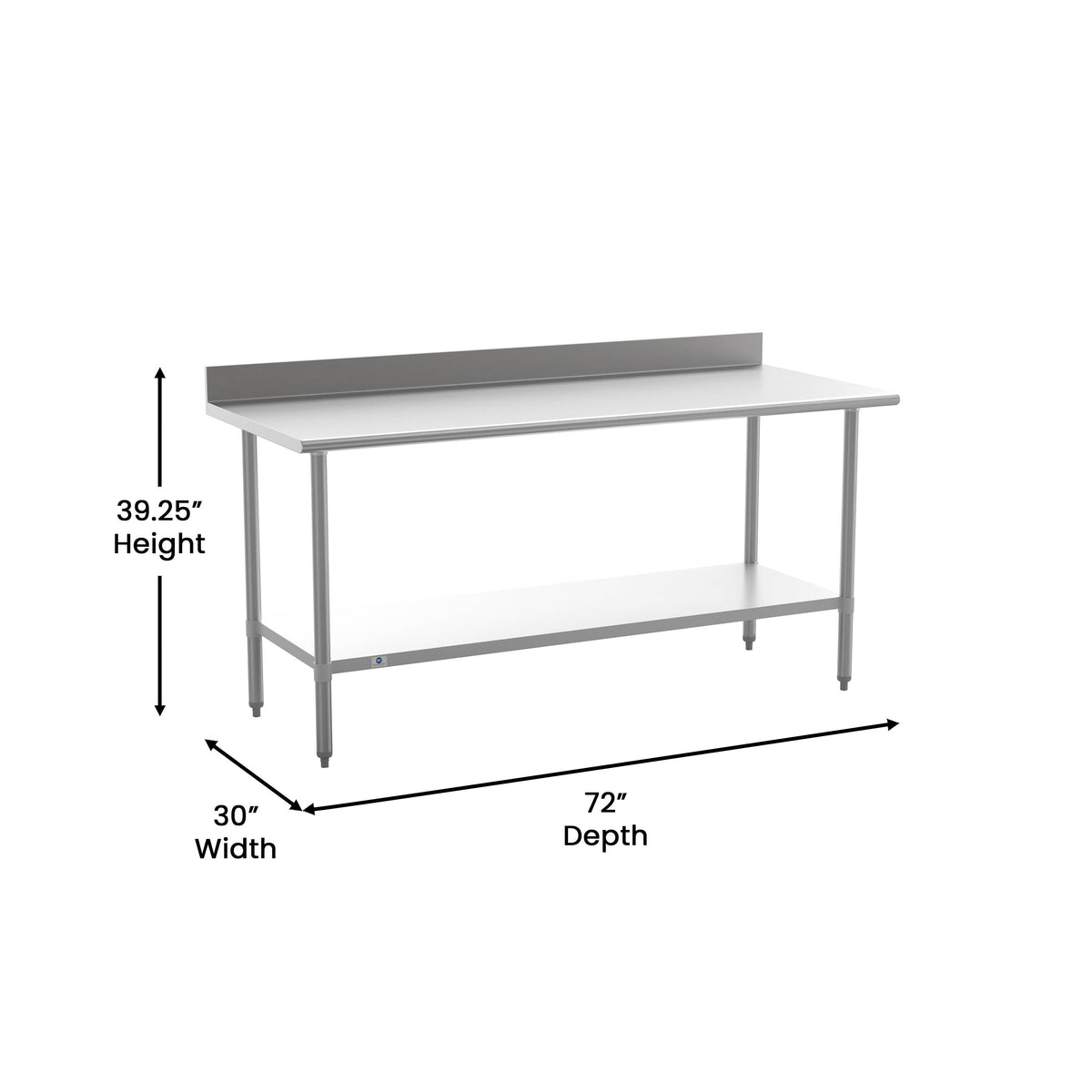 Commercial Stainless Steel Kitchen Prep and Work Table with Shelf and Backsplash - Image 4