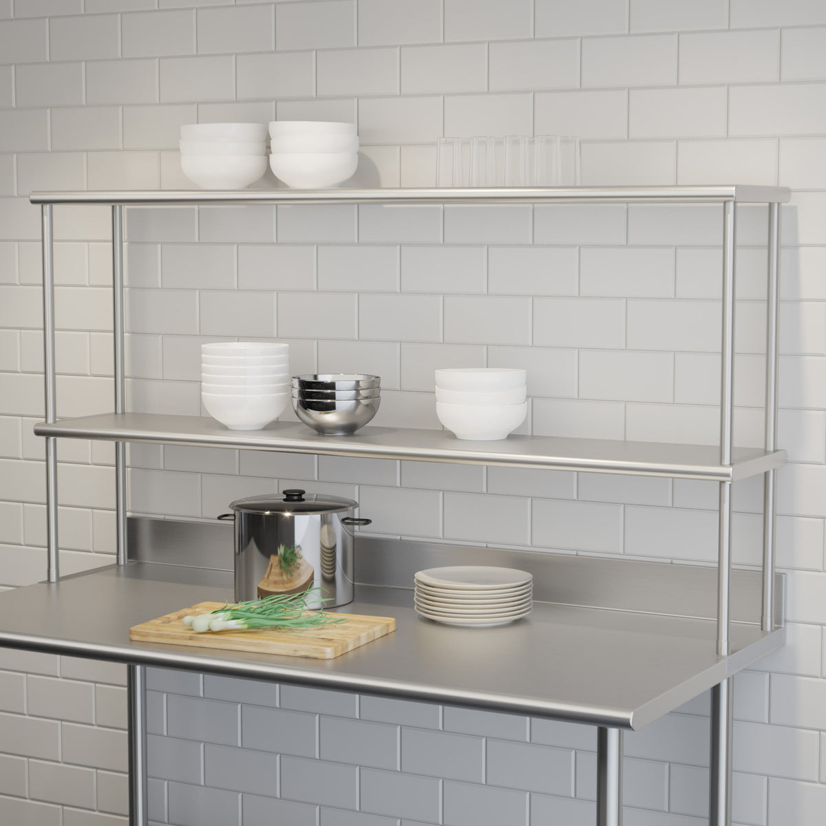 Commercial Grade NSF Certified Stainless Steel Metal Kitchen Double Overshelf - Image 2