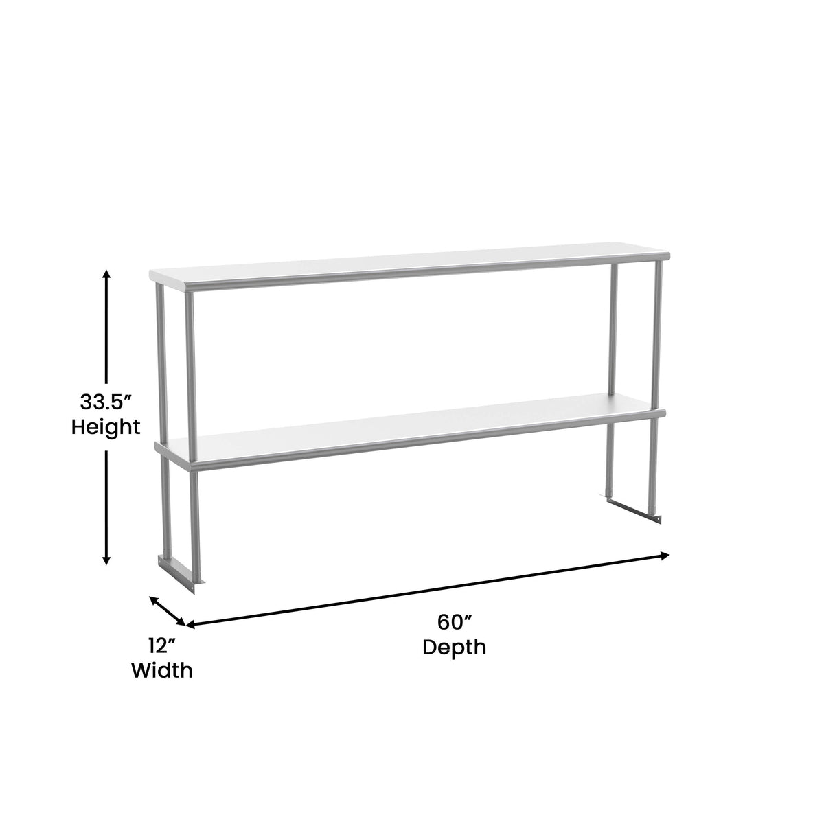 Commercial Grade NSF Certified Stainless Steel Metal Kitchen Double Overshelf - Image 4