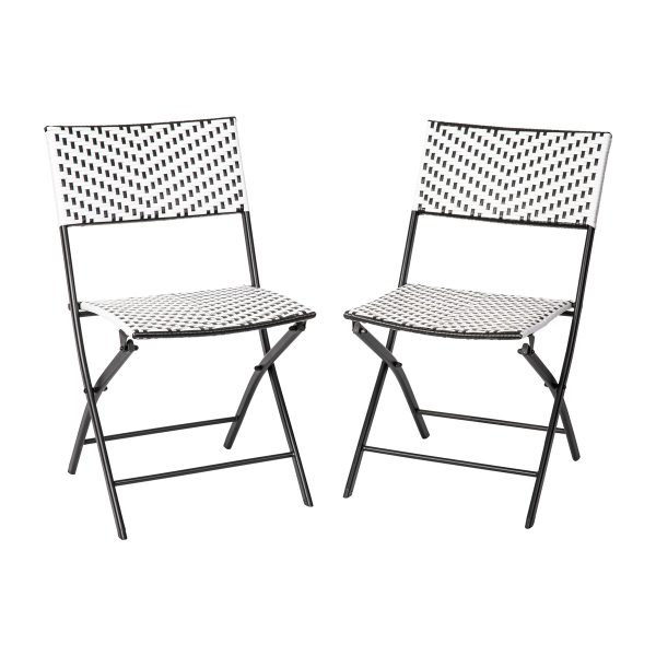 2PC Indoor/Outdoor PE Rattan Folding Bistro Chairs