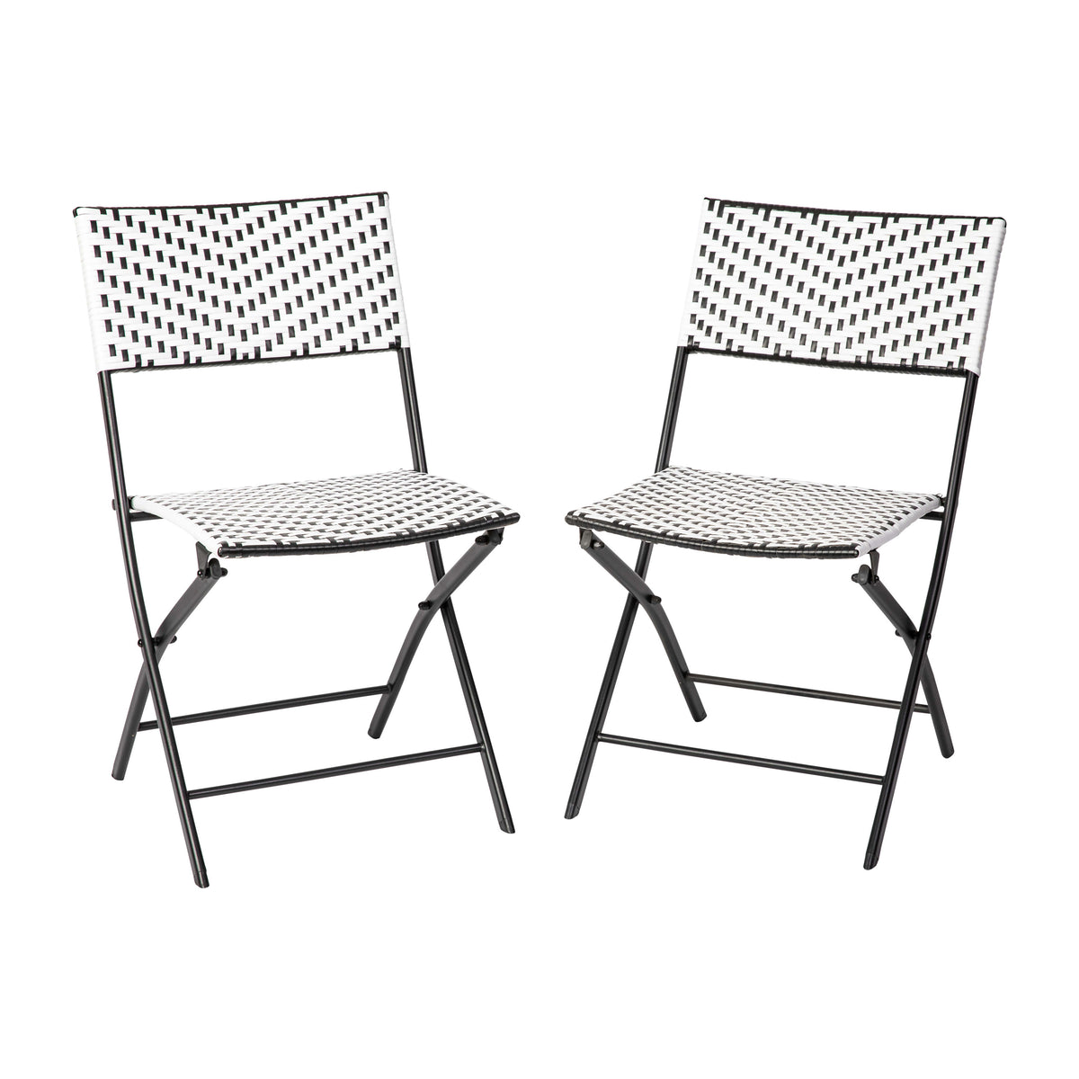 2PC Indoor/Outdoor PE Rattan Folding Bistro Chairs