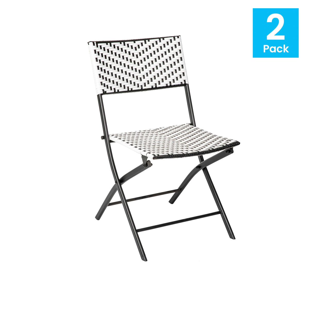 2PC Indoor/Outdoor PE Rattan Folding Bistro Chairs - Image 2
