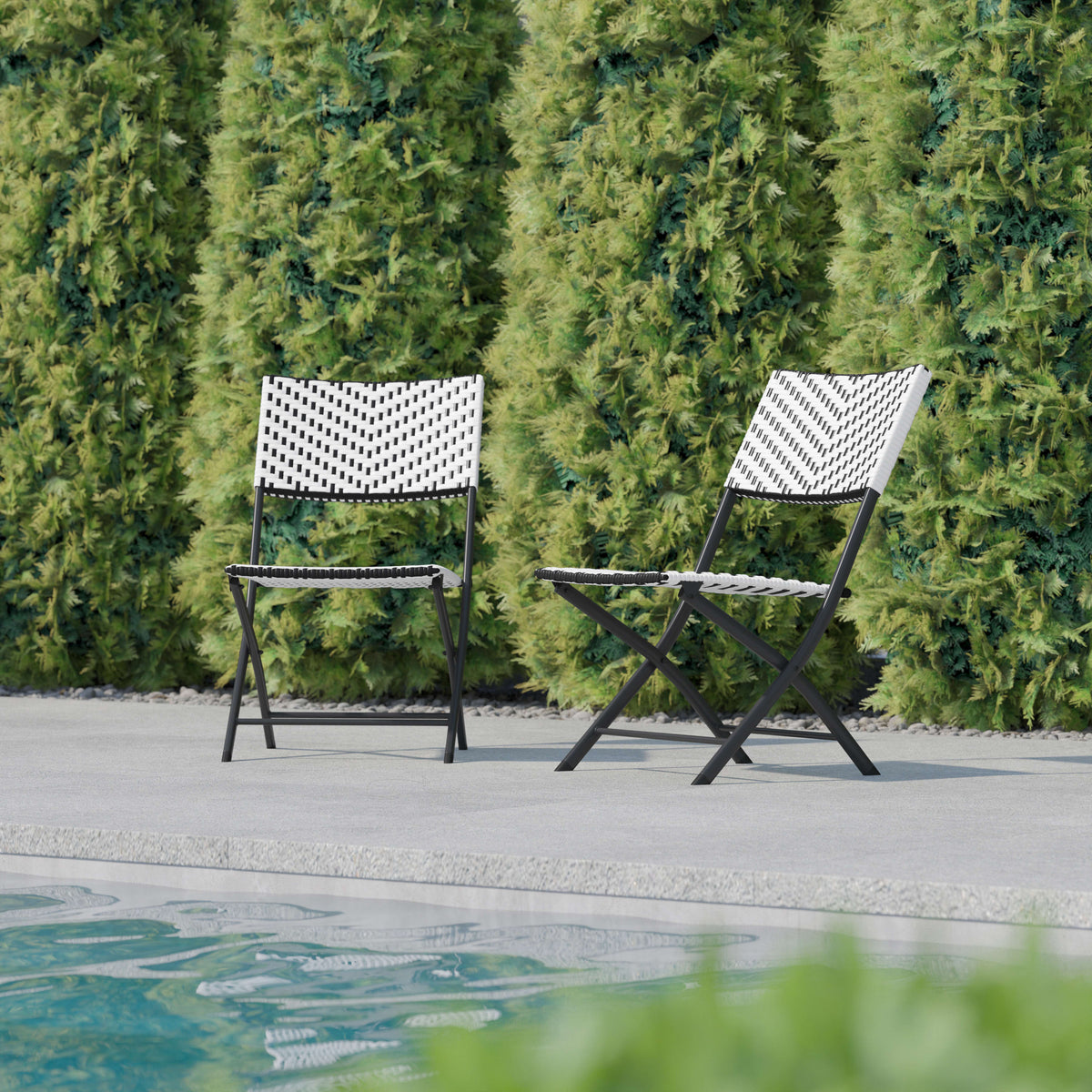 2PC Indoor/Outdoor PE Rattan Folding Bistro Chairs - Image 3