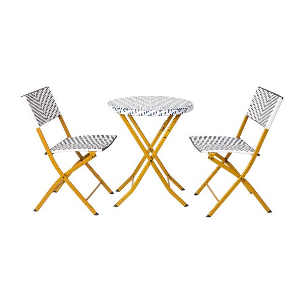 3PC Indoor/Outdoor PE Rattan Folding Bistro Set
