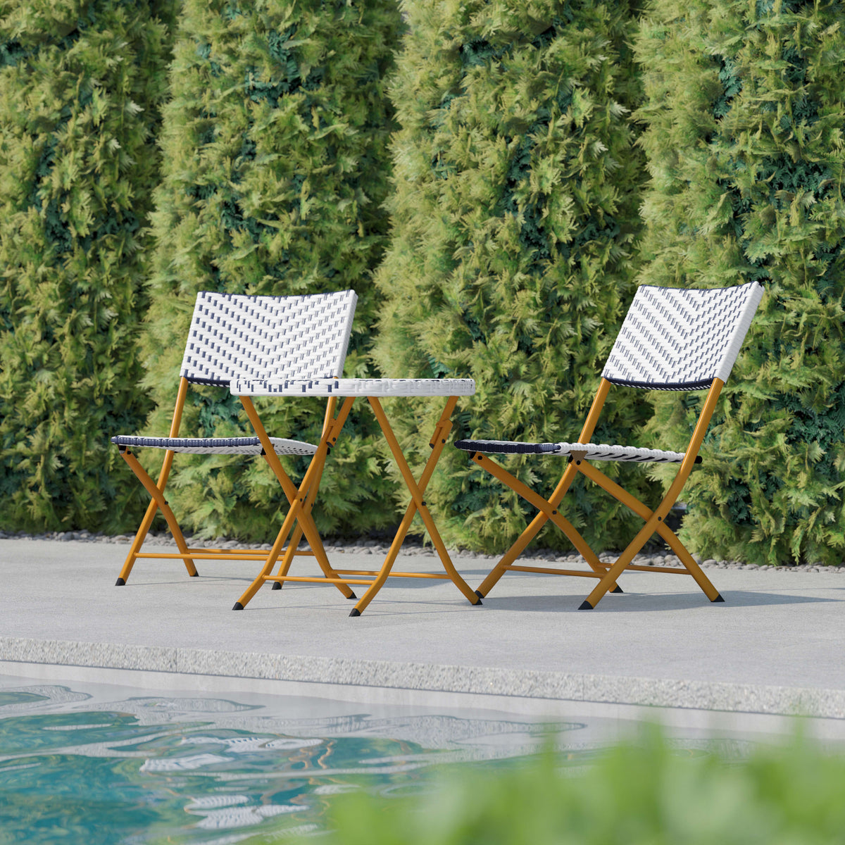 3PC Indoor/Outdoor PE Rattan Folding Bistro Set - Image 2