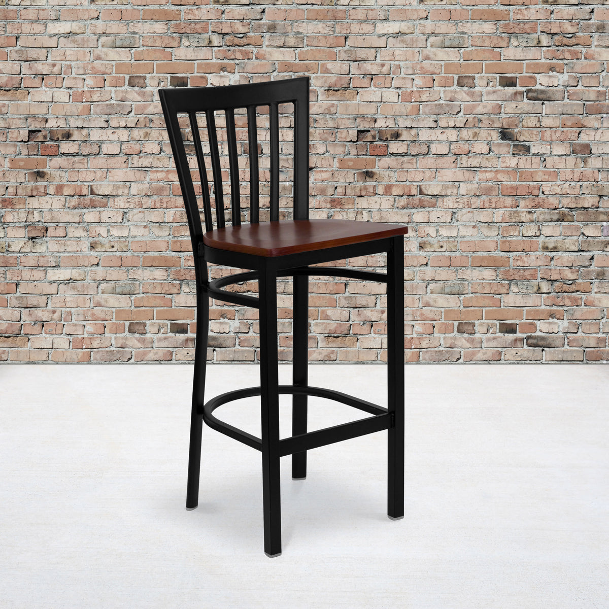 School House Back Metal Restaurant Barstool - Image 2