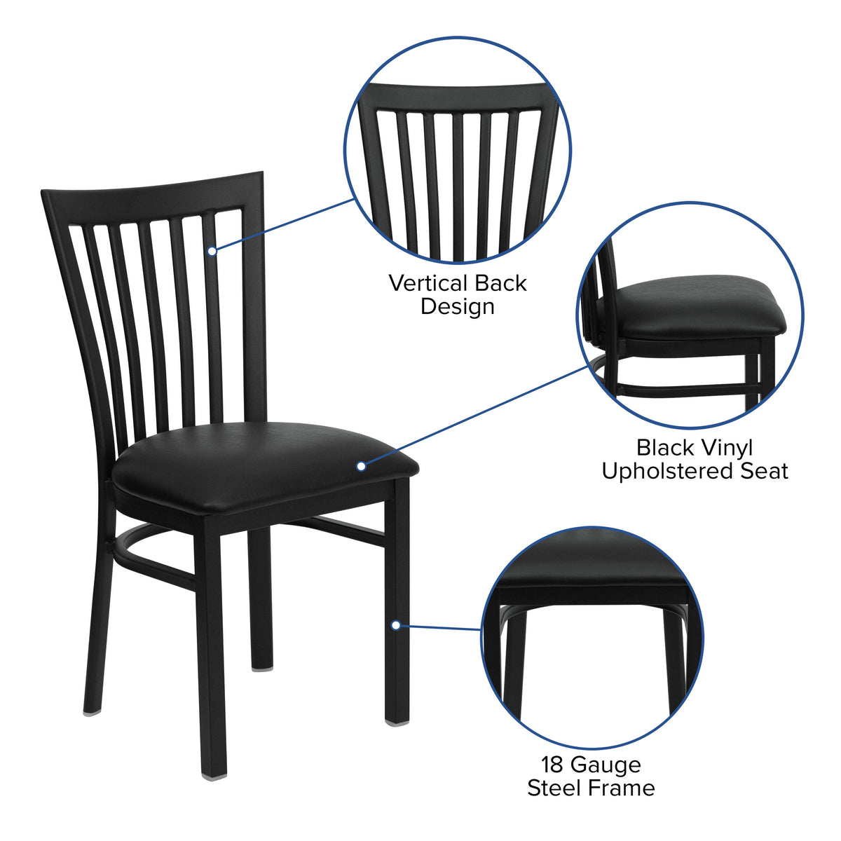 School House Back Metal Restaurant Chair - Image 4