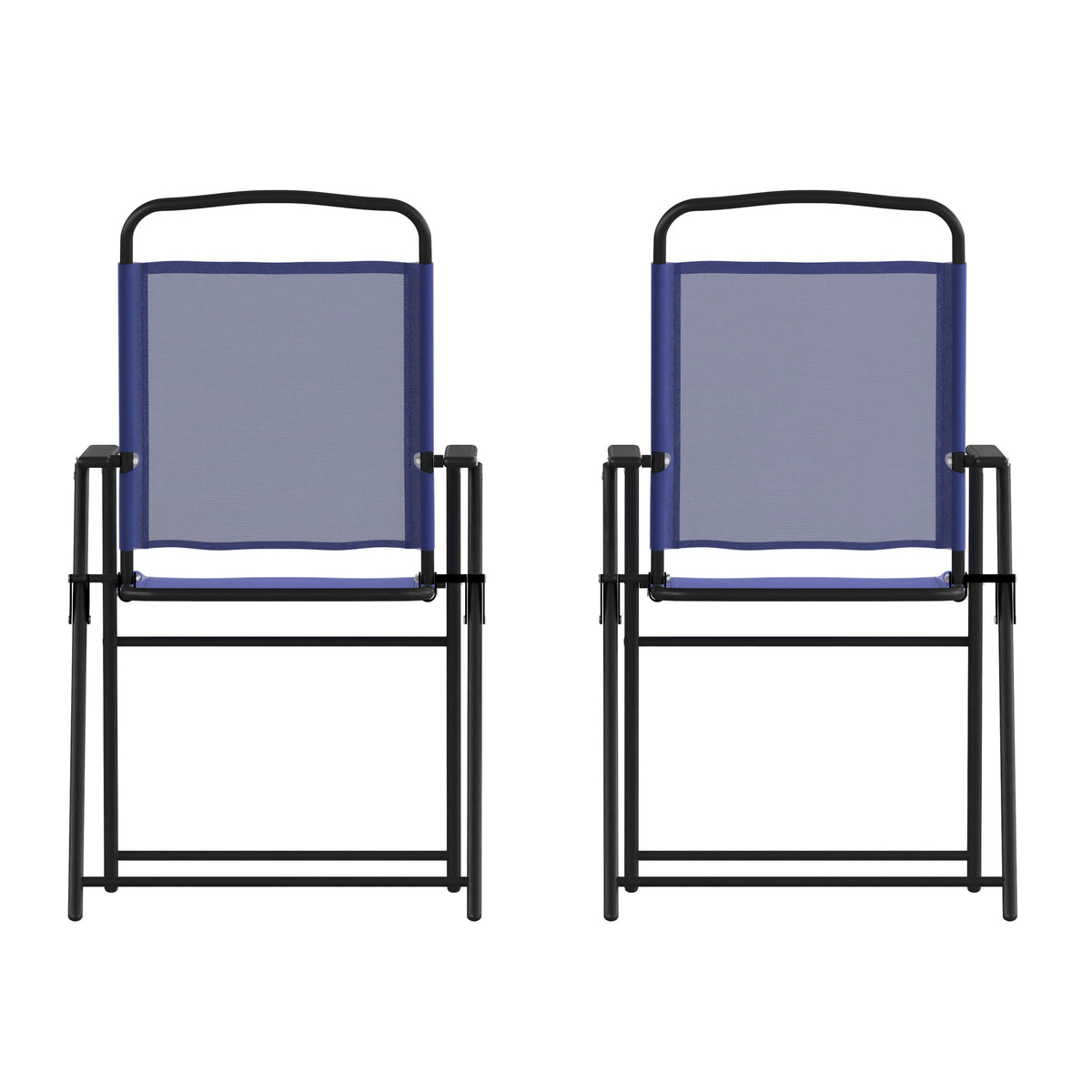 Set of 2 All-Weather Textilene Patio Sling Chairs with Armrests