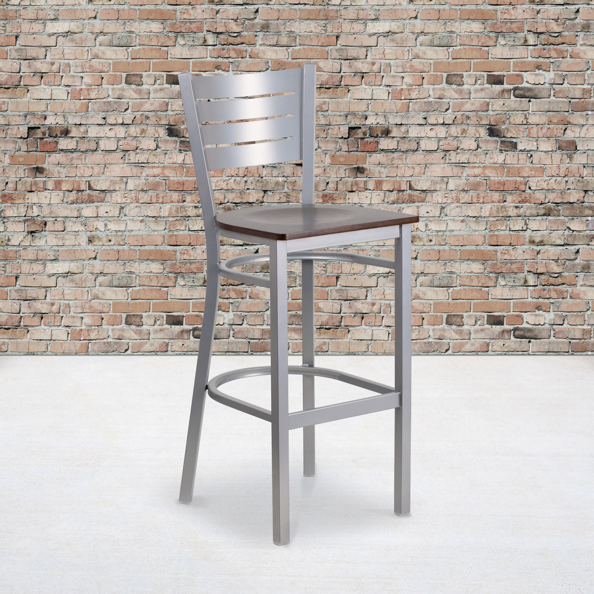 Slat Back Metal Restaurant Barstool - Image 2