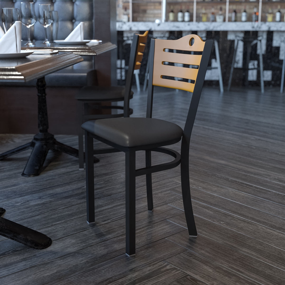 Slat Back Metal Restaurant Chair - Image 4
