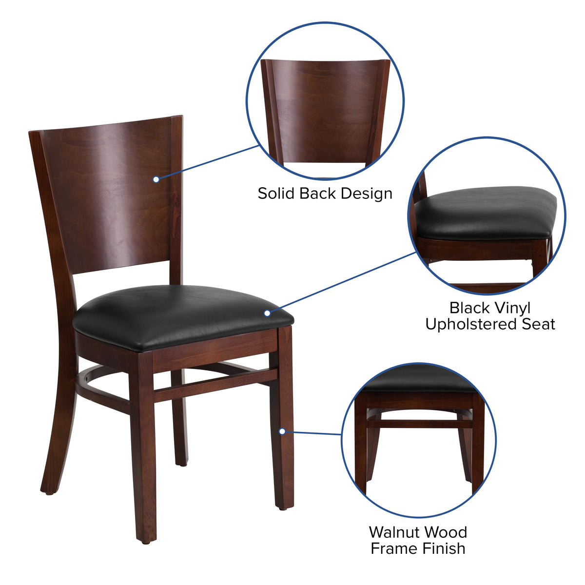 Solid Back Wooden Restaurant Chair - Image 3
