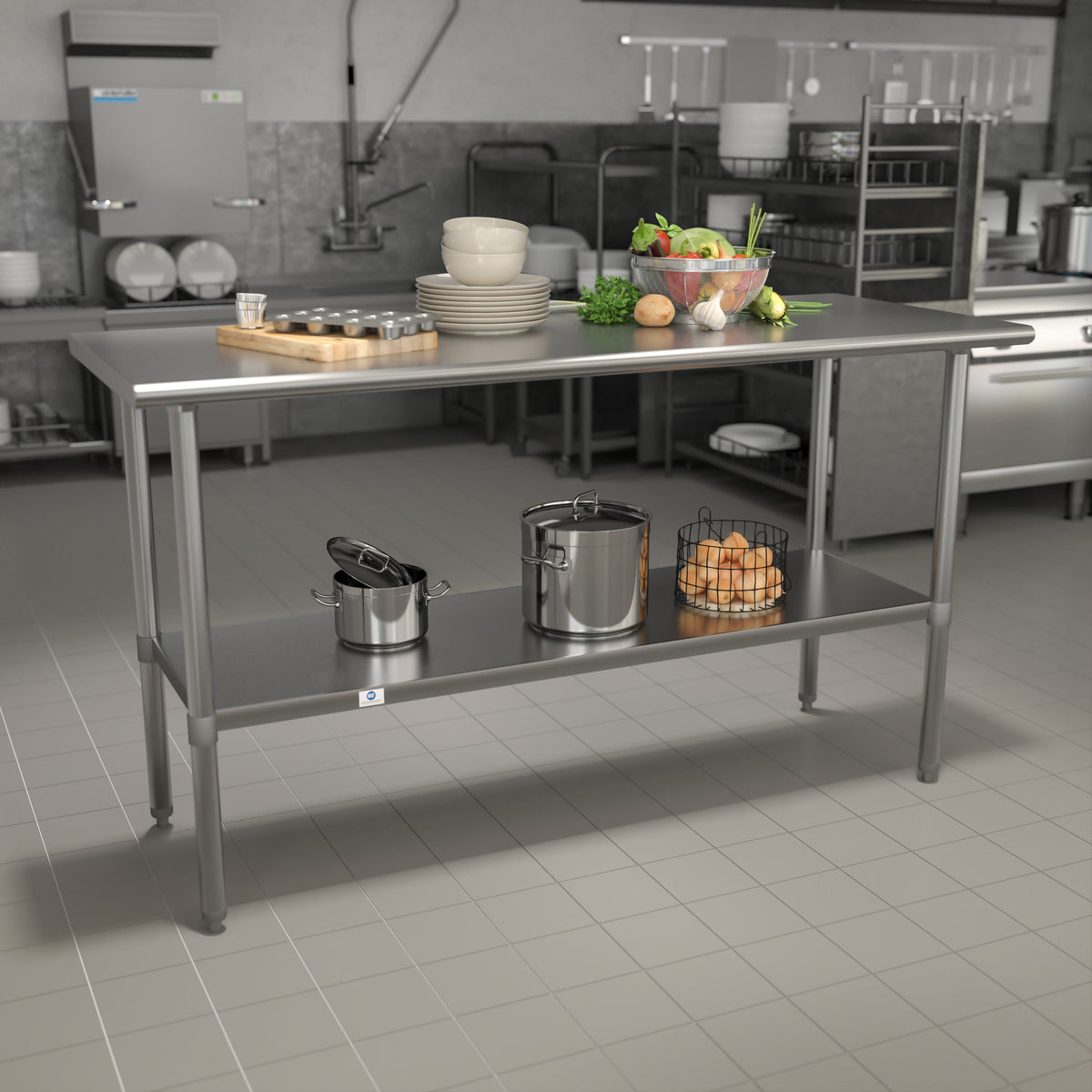 Stainless Steel 18 Gauge Work Table with UndershelF x 34.5"H NSF - Image 2