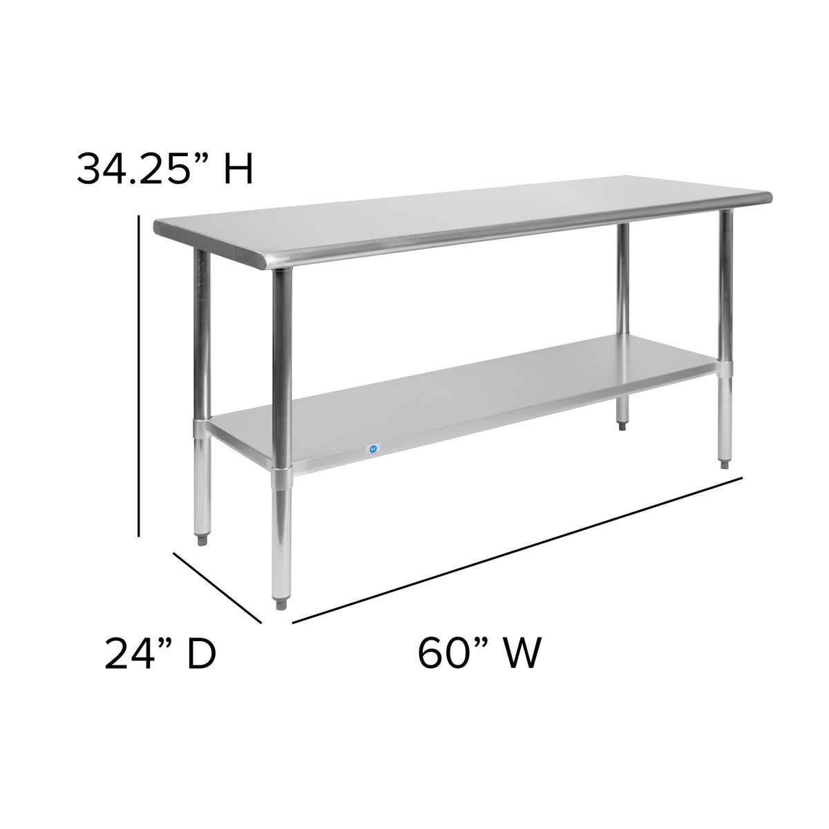 Stainless Steel 18 Gauge Work Table with UndershelF x 34.5"H NSF - Image 4