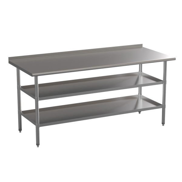 NSF Stainless Steel 18 Gauge Work Table - Backsplash and 2 Shelves