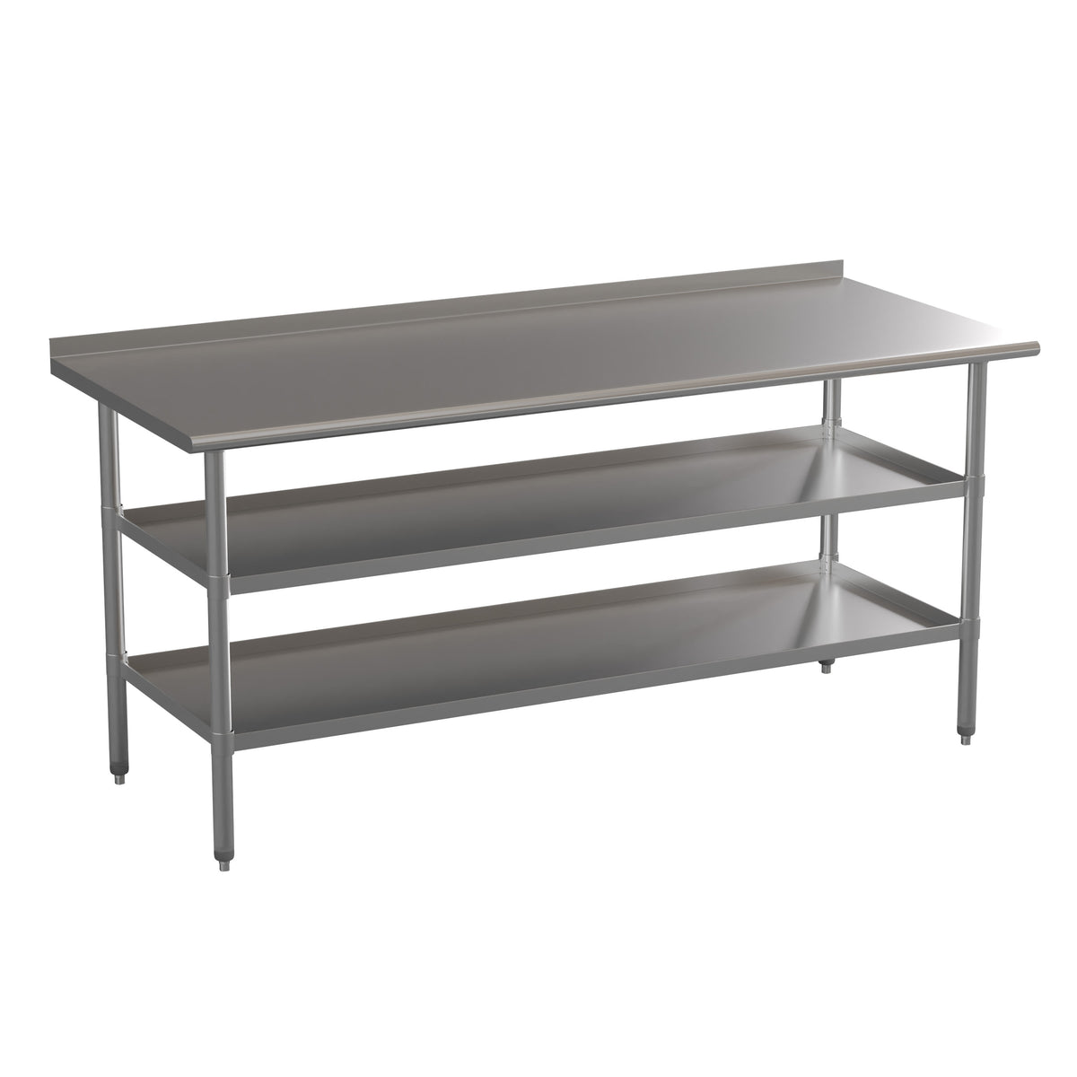 NSF Stainless Steel 18 Gauge Work Table - Backsplash and 2 Shelves