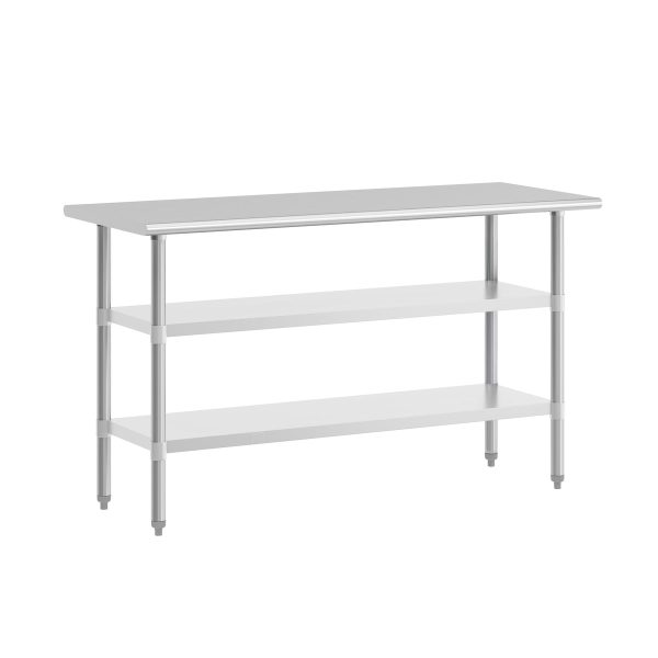 NSF Stainless Steel 18 Gauge Work Table with 2 Undershelves