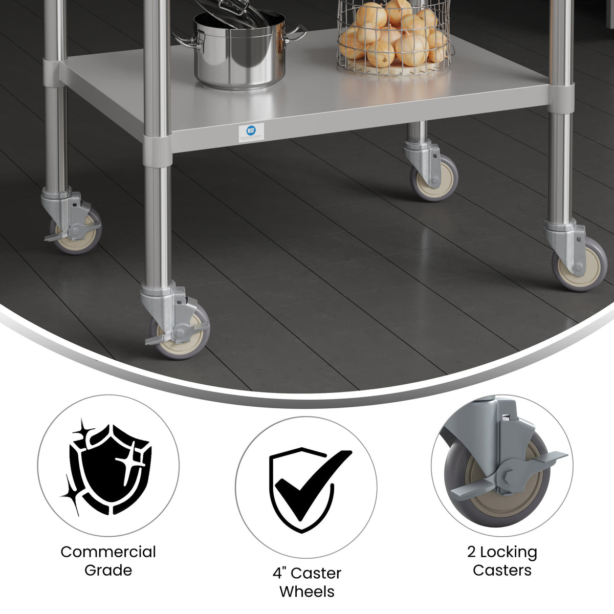 Set of 4 Commercial Heavy Duty Casters with 2 Swivel Casters, 2 Locking Casters - Image 3