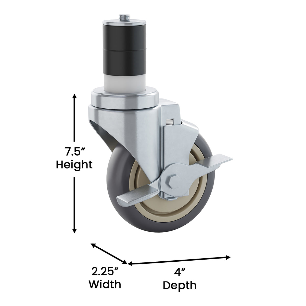 Set of 4 Commercial Heavy Duty Casters with 2 Swivel Casters, 2 Locking Casters - Image 4