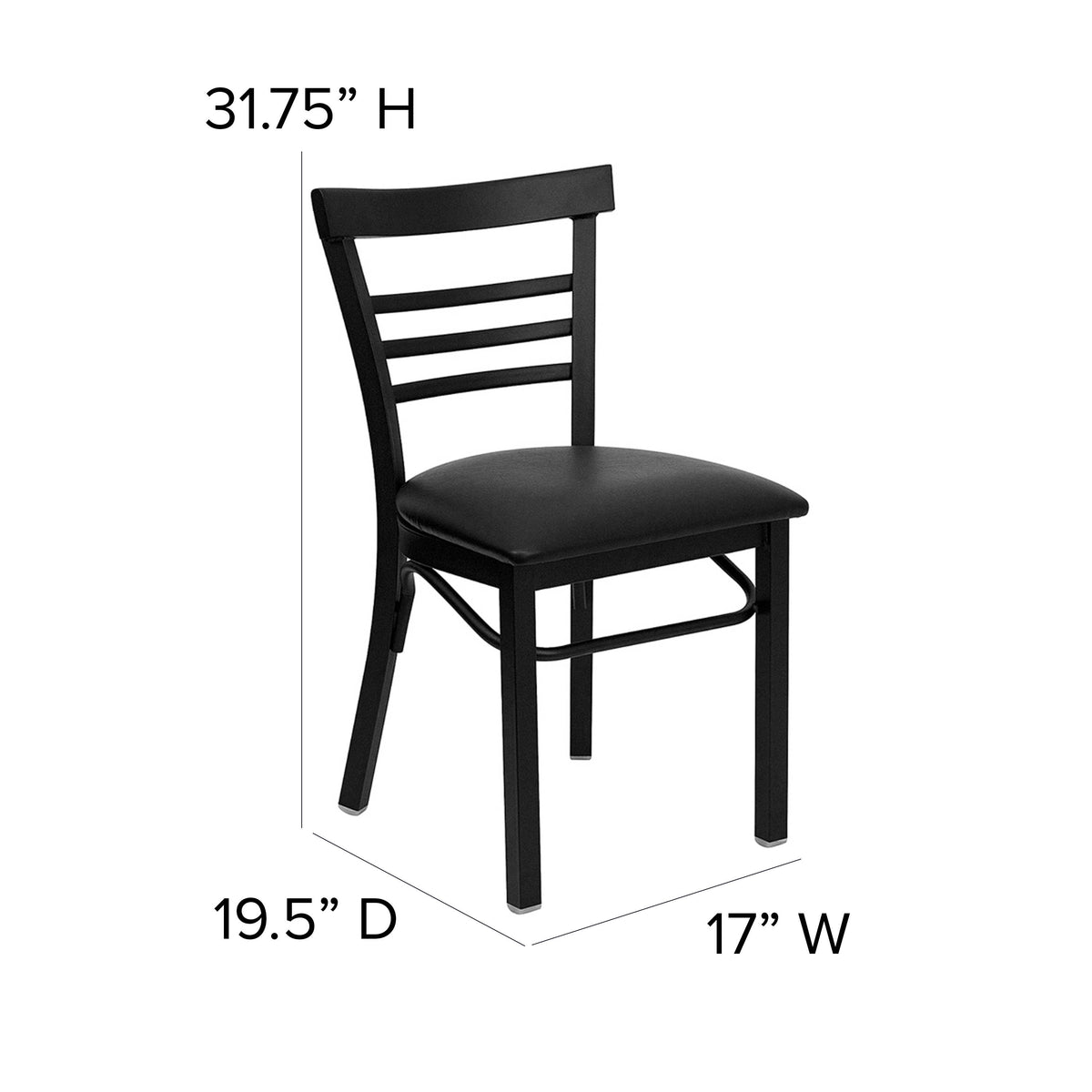 Three-Slat Ladder Back Metal Restaurant Chair - Image 4