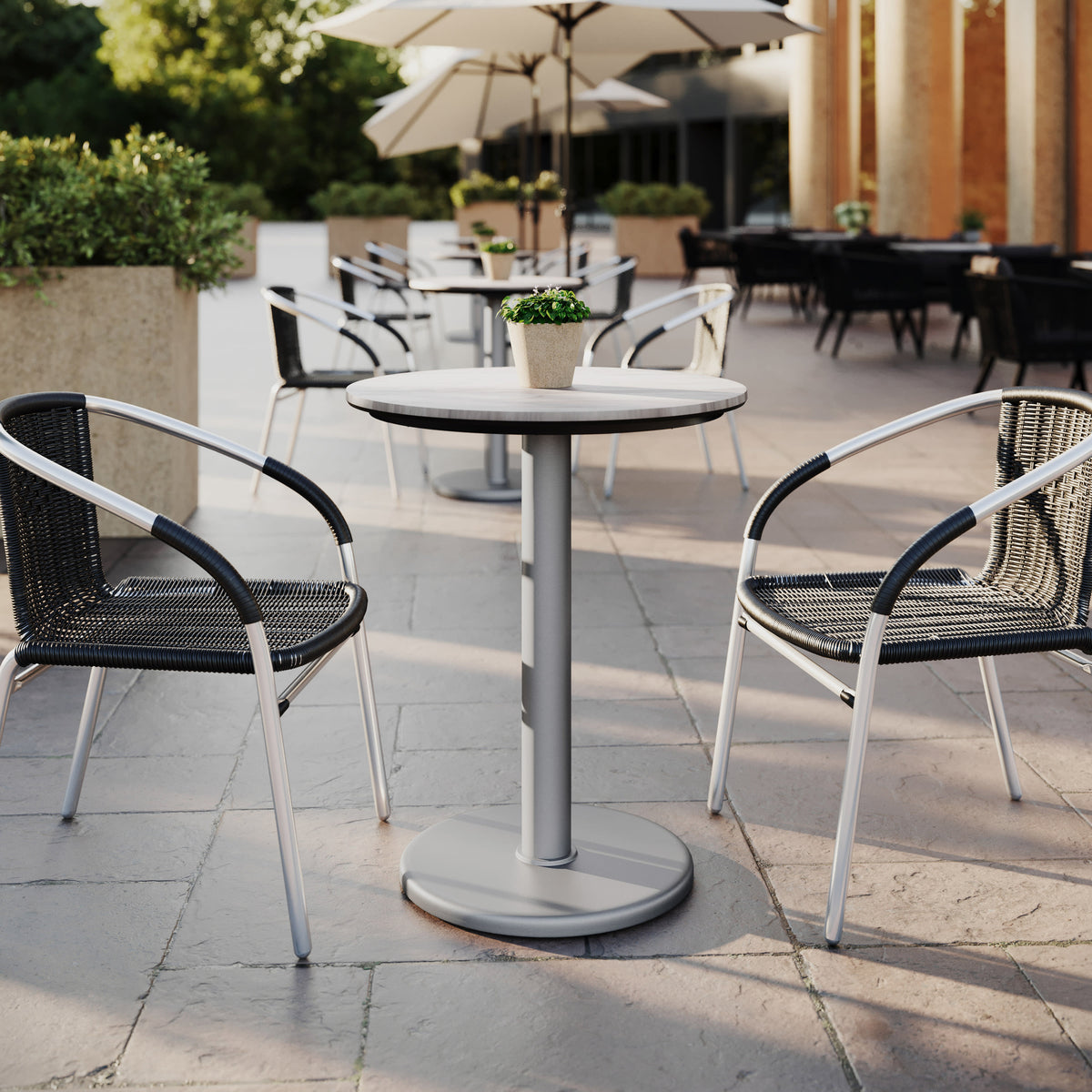 24" Round Commercial All-Weather Seamless Surface Tabletop with Base - Image 2