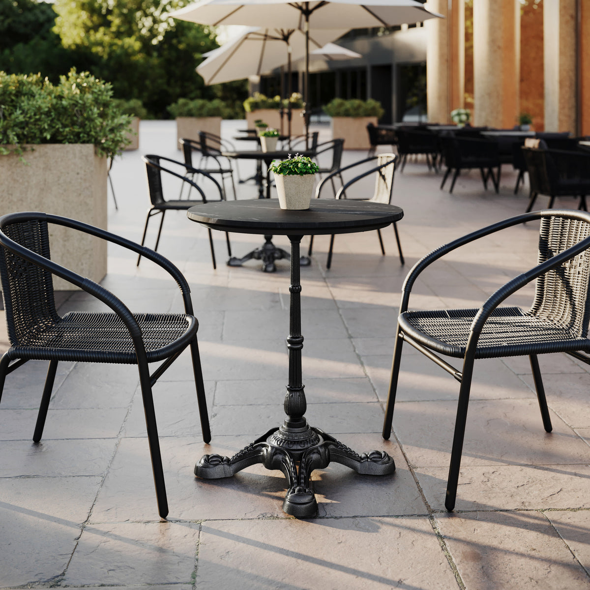 24" Round Commercial All-Weather Seamless Surface Tabletop with Bistro Base - Image 2