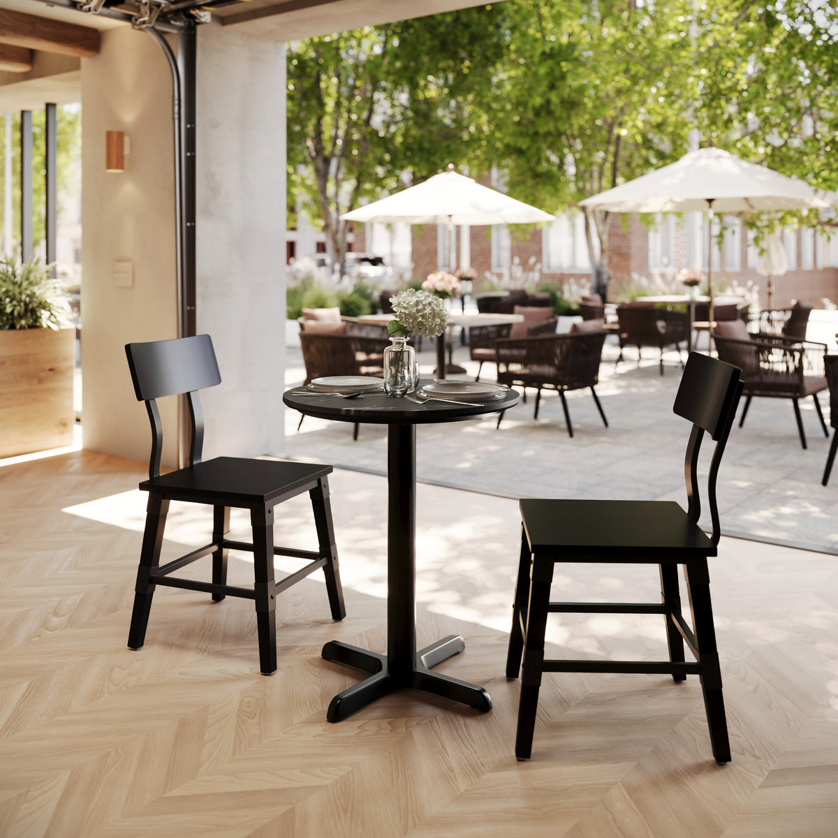 24" Round Commercial Seamless Surface Tabletop with Table Height Crisscross Base - Image 2