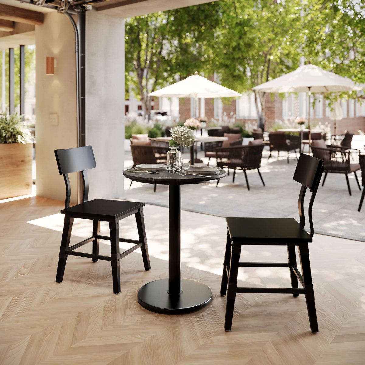 24" Round Commercial Seamless Surface Tabletop with Table Height Base - Image 2
