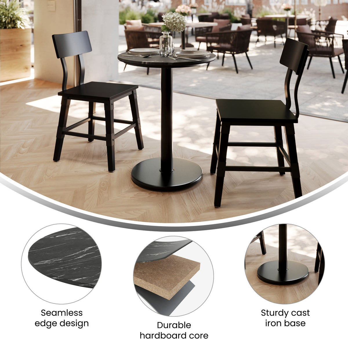 24" Round Commercial Seamless Surface Tabletop with Table Height Base - Image 3
