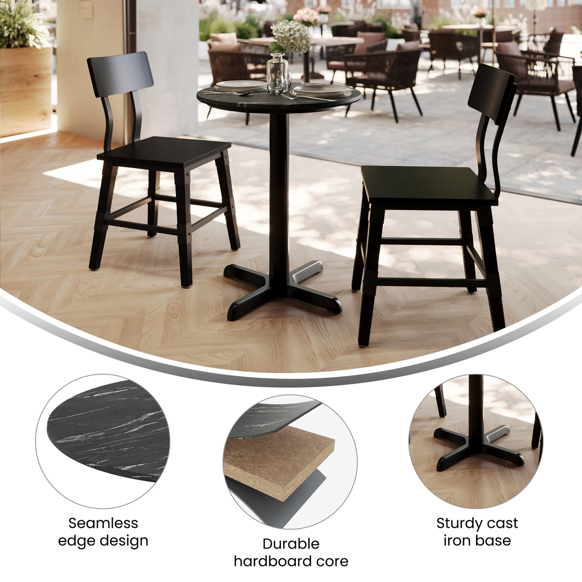 24" Round Commercial Seamless Surface Tabletop with Table Height Crisscross Base - Image 3