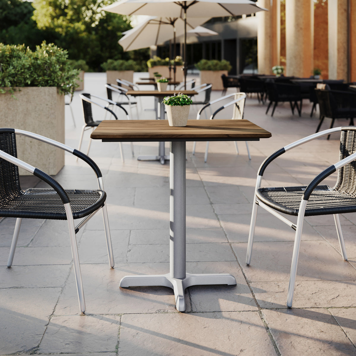 24" x 30" Commercial All-Weather Seamless Surface Tabletop with Crisscross Base - Image 2