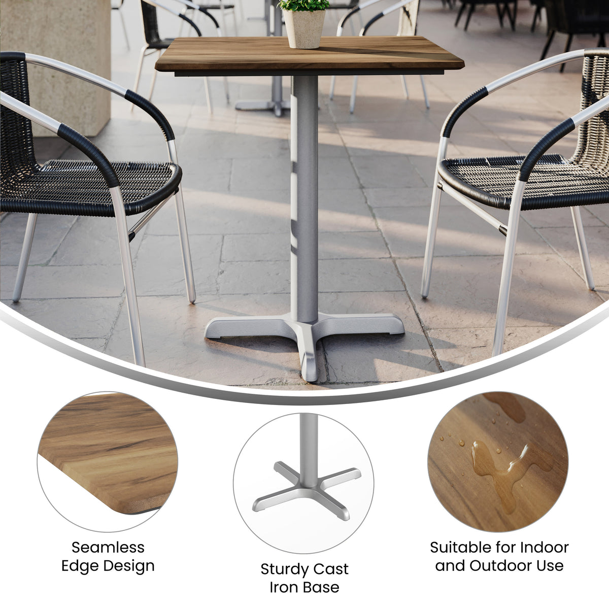 24" x 30" Commercial All-Weather Seamless Surface Tabletop with Crisscross Base - Image 3